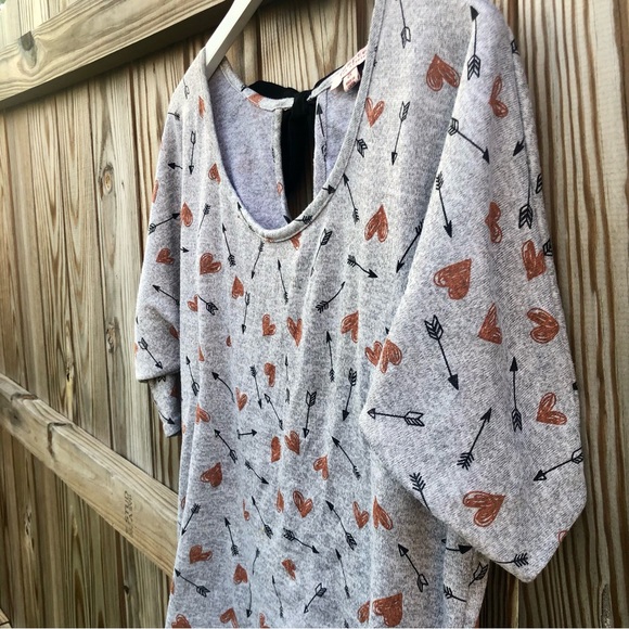 Tempted Top Shirt Hearts Arrows Black Bow Ruching Sz 2x - Picture 5 of 10